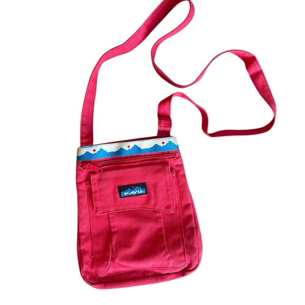 Kavu Red and Blue Mountain Crossbody Bag